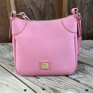 Dooney & Bourke Lucca Pale Pink Pebbled Leather Crossbody Bag. NEW